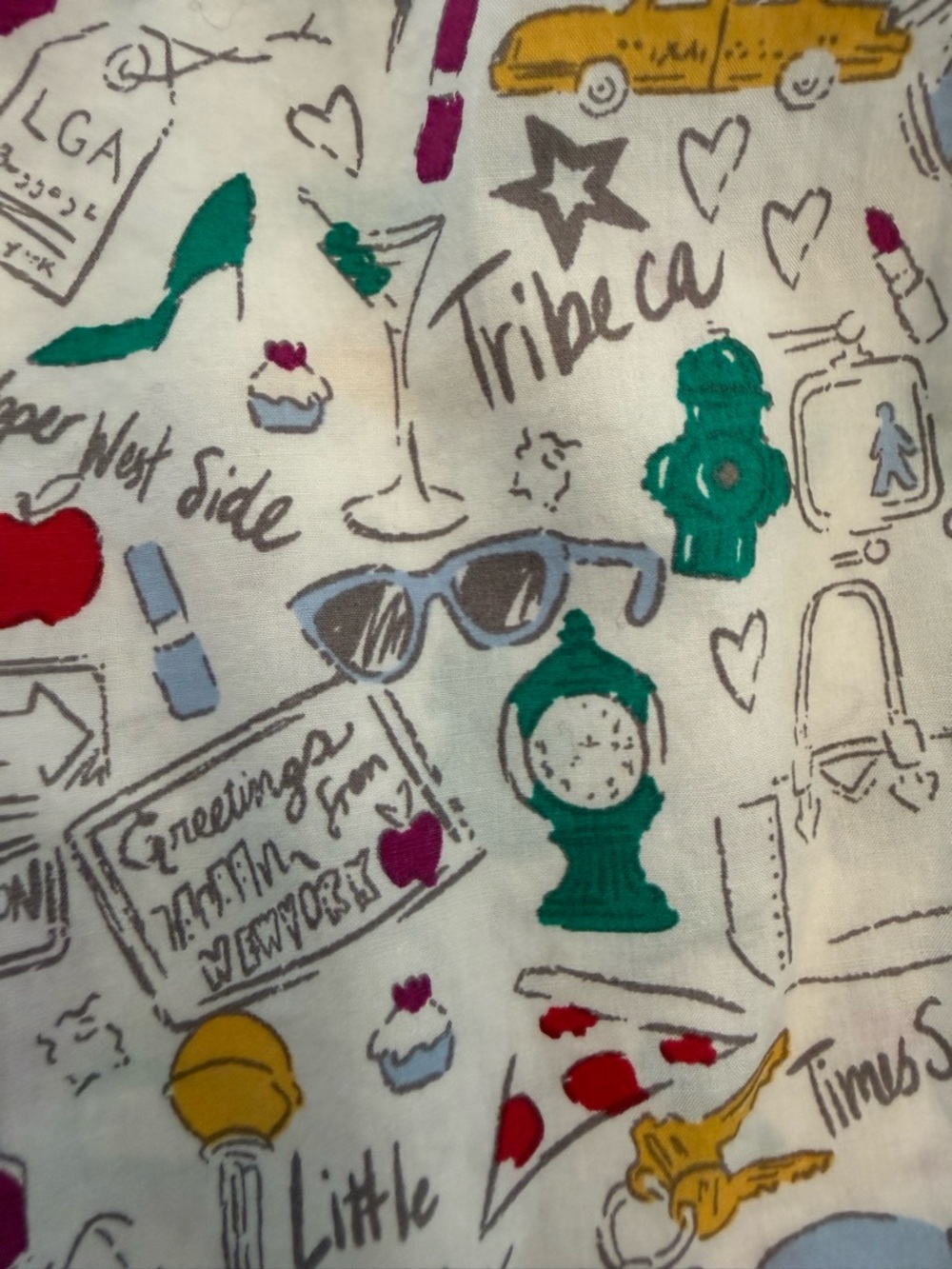 Talbots White New York City Doodle Pattern Button Up Cotton Shirt - Picture 5 of 10